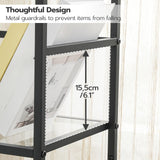 HOOBRO 3-Tier Bookcase, Tempered Glass Bookshelves, Record Storage Rack with Side Fence, Storage Shelves for Bathroom, Slim Shelving Unit for Living Room, Home Office, Black BK81CJ01 HOOBRO