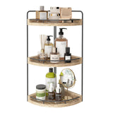 Fixwal Corner Bathroom Counter Organizer, 3 Tier Rustic Bathroom Organizer, Wood Countertop Storage Tray for Vanity, Kitchen, Bedroom (Light Brown) Fixwal