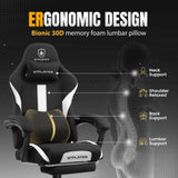 GTRACING Gaming Chair Ergonomic Office Chair with Foot Rest & Pocket Spring Cushion, High Back Computer Desk Chair with Headrest & Lumbar Support, Breathable Fabric Game Chair for Adults, Black GTRACING