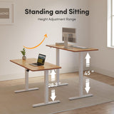 FAMISKY Height Adjustable Standing Desk, 48x 24 Inch Electric Stand up Home Office Table, Sit Stand Desk Computer Workstation with Splice Board, White Frame & Light Rustic Brown Desktop FAMISKY