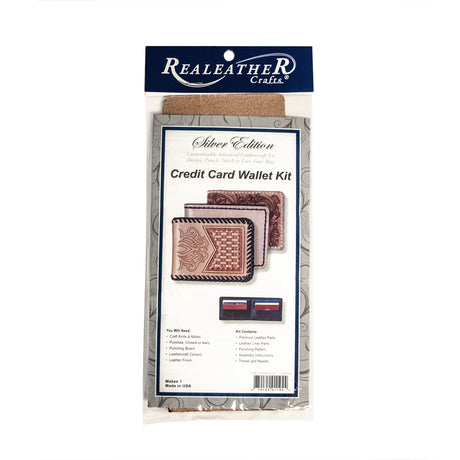 Realeather Silver Edition Credit Card Wallet Kit Leather Craft Kit, natural Realeather