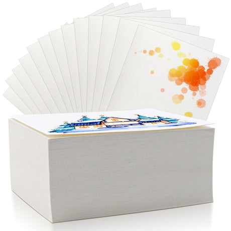 Fyess 120Pcs 100% Rag Cotton White Watercolor Paper Cold Press Paper Bulk Watercolor Drawing Student Artist for Kids,5 x 7 inch Fyess