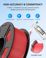 JAYO PLA+ Filament 1.75mm,3D Printer Filament PLA Plus Dimensional Accuracy +/- 0.02 mm, 1.1 Kg Per Spool, Black+White+Blue+Red Pack of 4 JAYO