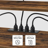 HOOBRO TV Stand with Power Outlets to 75 Inches, TV Console Table with Open Storage Shelves Cabinet, Industrial Media Entertainment Center for Living Room Bedroom, Rustic Brown and Black BF80DS01 HOOBRO