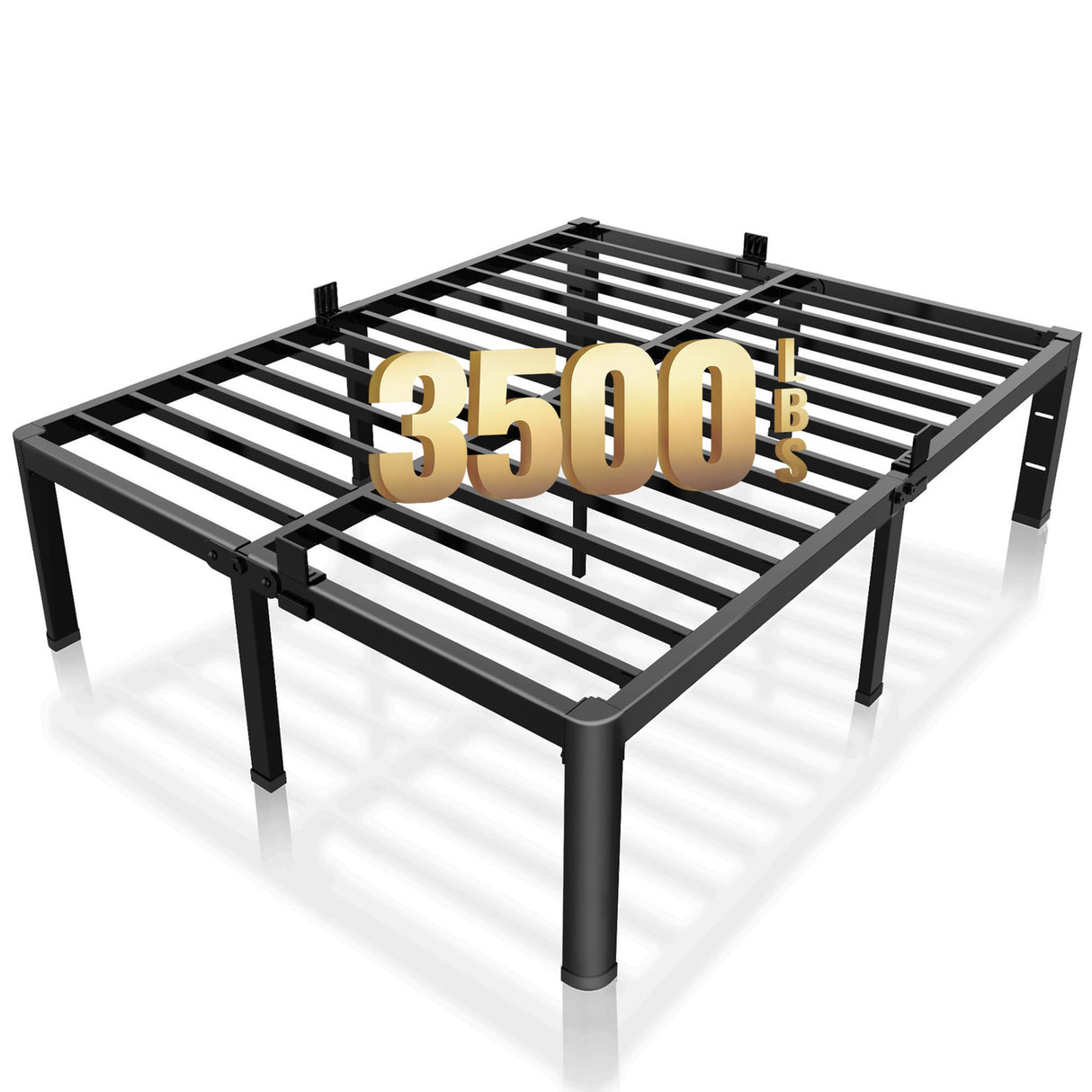ROIL 18 Inch King Bed Frame with Rounded Corner and Headboard Hole Mattress Retainers 3500LBS Metal Heavy Duty Steel Slats No Box Spring Needed Platform Noise-Free Easy Assembly ROIL