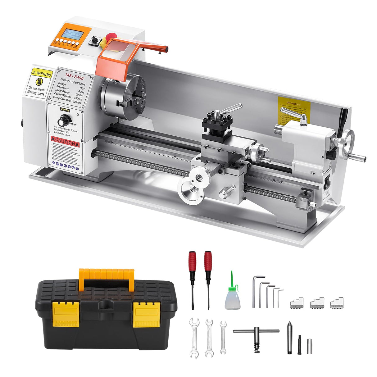 VEVOR Metal Lathe Machine, 8.7 x 18 in, Precision Bench Power Metal Lathe, Automatic Feed, 0-2500 RPM Variable Speed, 1250W Brushless Motor, for Processing Precision Parts Soft Metals Wood Plastics VEVOR