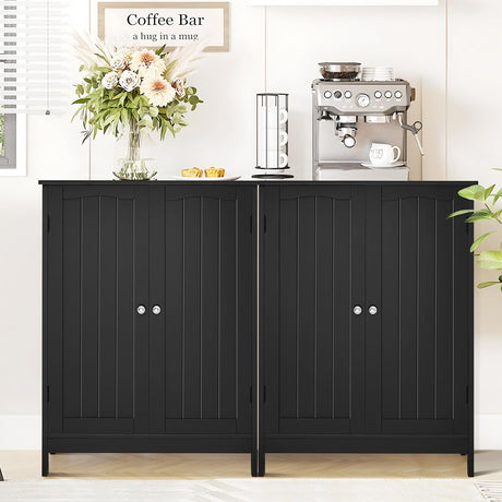 Iwell Bathroom Cabinet, Bathroom Storage Cabinet with 2 Doors & 2 Shelves, 3 Heights Available, Bathroom Floor Cabinet for Living Room, Bathroom, Kitchen, Home Office, Black Iwell