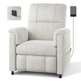 Pipishell Power Recliner Chairs for Adults, Recliner Chair with Remote, Adjustable Recline/Footrest, Chenille Fabric, High Back, Thick Seat Cushion, Small Recliner for Living Room, Home Theater, White Pipishell