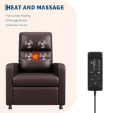 GarveeHome Power Recliner Chair - Heat and Massage, Adjustable Electric Recliner Ergonomic PU Leather Single Sofa, Tall Back, Padded Seat, Home Theater Seating for Living Room GarveeHome