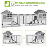 GUTINNEEN 51.6" L Chicken coop Outdoor Rabbit Hutch Indoor Bunny Cage Expandable Duck House(Grey) GUTINNEEN