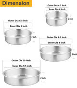 Cake Pan Set - 4”, 6”, 8”, 9.5”, P&P CHEF 4 Piece Round Baking Cake Pans Tin Stainless Steel, Oven/Pot/Dishwasher Safe, Heavy Duty & Non Toxic, Mirror Finish & Easy Clean P&P CHEF