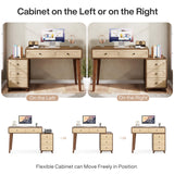 Tribesigns Computer Desk with Reversible Drawer Cabinet, 51-Inch Home Office Desk with 5 Drawers and Printer Stand, Study Writing Table Workstation with Storage Tribesigns