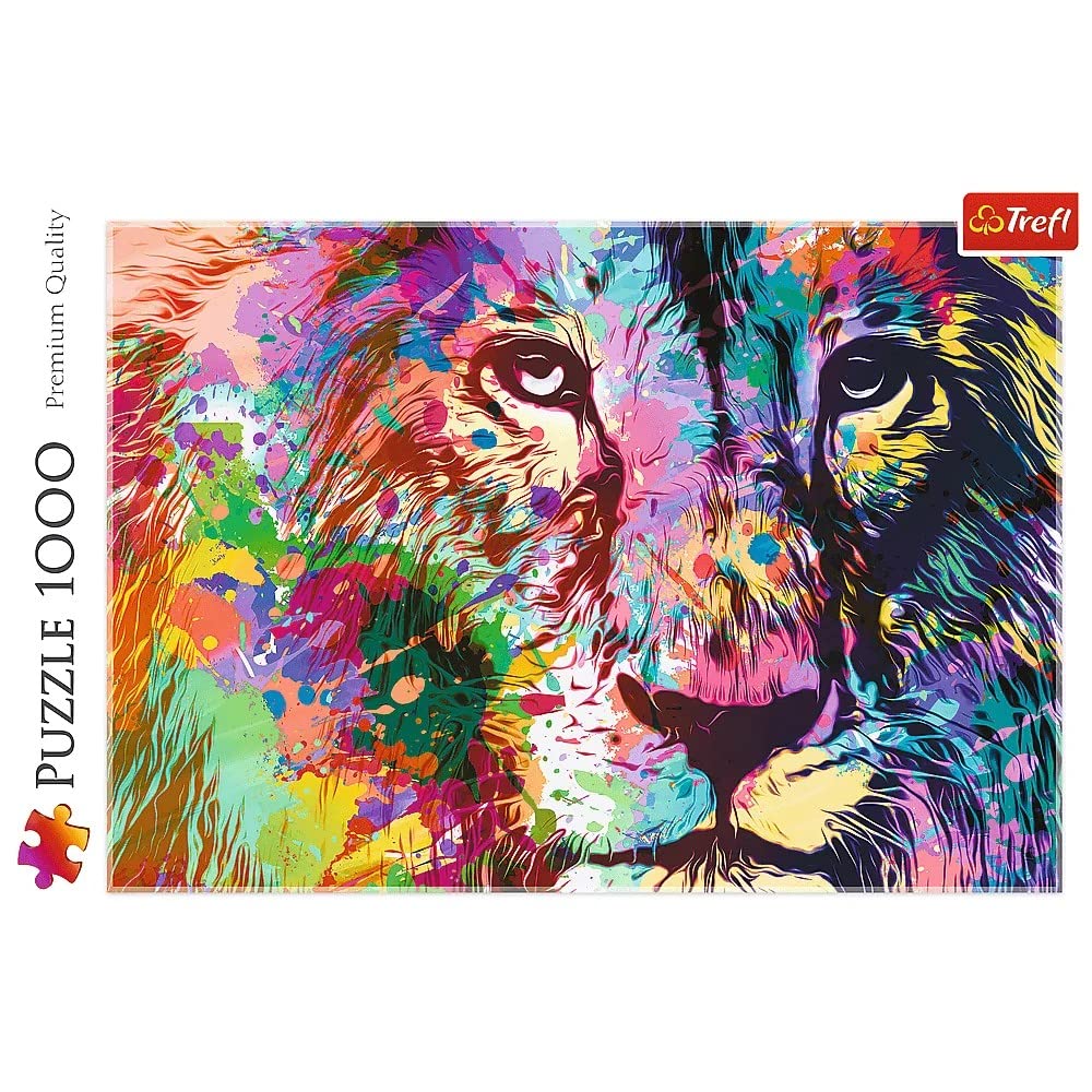 Trefl Colorful Lion 1000 Piece Jigsaw Puzzle Red 27"x19" Print, DIY Puzzle, Creative Fun, Classic Puzzle for Adults and Children from 12 Years Old Trefl