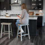 Maven Lane Kitchen Bar Stool, Modern Farmhouse Wood Counter Barstool, Kitchen Island Stool, Counter Height Bar Stools for Kitchen, Wide Seat Backless Bar Stools, Vincent 26", Antiqued Grey, Set of 2 Maven Lane