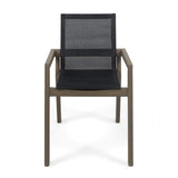 Christopher Knight Home 305156 Jimmy Outdoor Acacia Wood and Mesh Dining Chairs (Set of 2), Gray Finish Christopher Knight Home