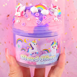 Unicorn Cloud Slime for Kids – Pink & Purple DIY Slime with Unicorn & Rainbow Charms –Stretchy Toy for Girls&Boys – Soft Scented Sensory Gift for Kids WUJYLY