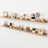 Axeman Oak Floating Shelves 71 Inch Picture Ledge Shelf Set of 2, Solid Wood Shelves with Lip for Wall Decor Storage Bedroom Living Room Bathroom Kitchen, Natural Oak Axeman