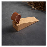 Wooden Door Stopper Non-Slip Security Wood Door Wedge with Leather Strap for Hanging Door Stopper 1Pack, in House Bedroom Office Living Room Hotel Cabin koofull