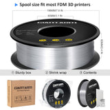 GIANTARM Silk Metallic Silver PLA 3D Printer Filament 1kg Spool, 1.75mm Dimensional Accuracy +/-0.03mm, 1080 Feet per Roll, Vacuum Packaging GIANTARM