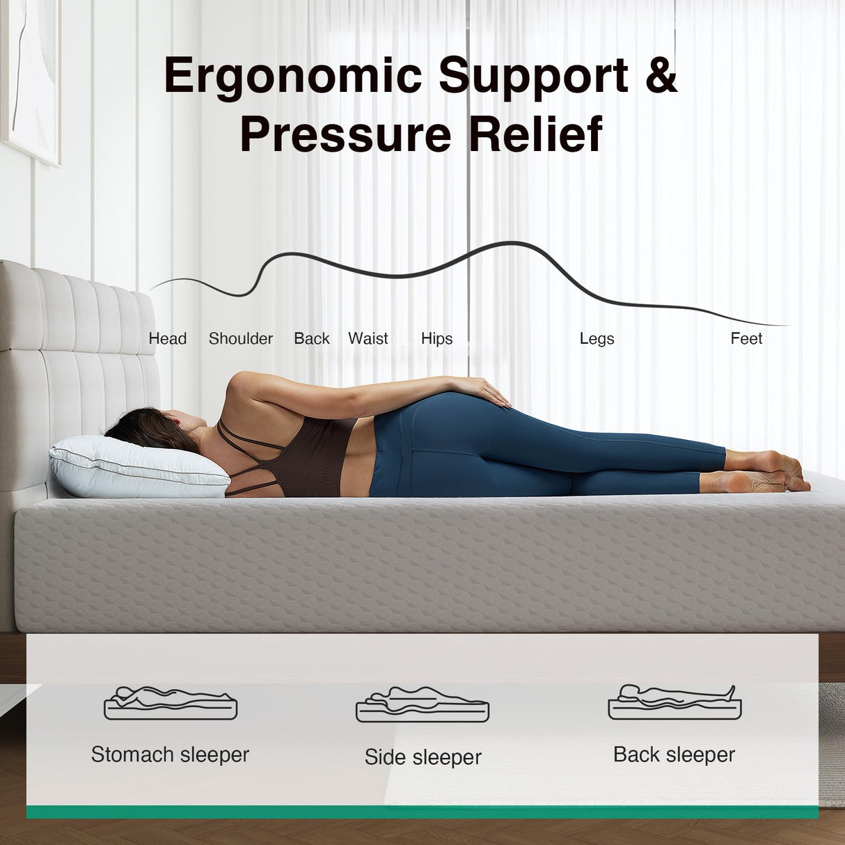 Novilla 14 Inch Queen Size Mattress, Queen Memory Foam Mattress in a Box with Cooling Wave-Cut & High-Density Support Foam for Contour Support & Motion Isolation, Medium Firm with Edge Support Novilla