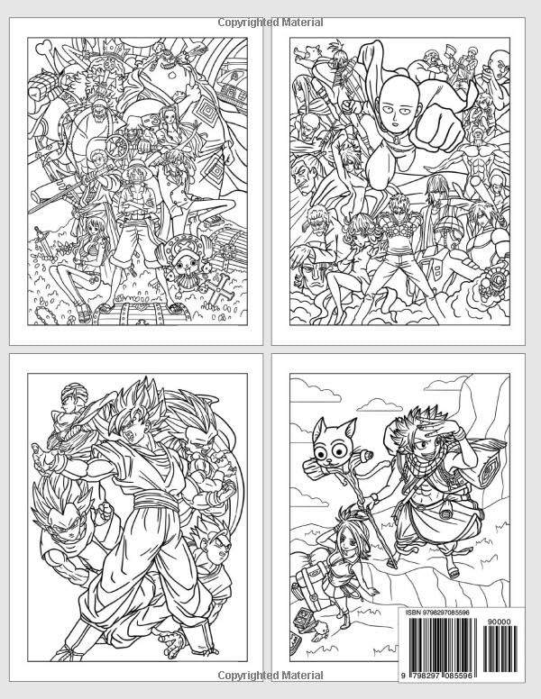 ANIME'S COLORING BOOK: WITH 50+ High-Quality Coloring Pages for Kids ages 4-12, Boys, Fans and Adults Majosta