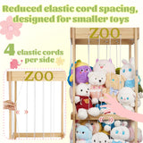 Trycooling Stuffed Animal Zoo Stuffed Animal Storage Wood Plushie Storage Stuffed Animals Zoo Storage Cage with Zoo Pattern Elastic Band for Nursery Play Room Bedroom (Wood) Trycooling