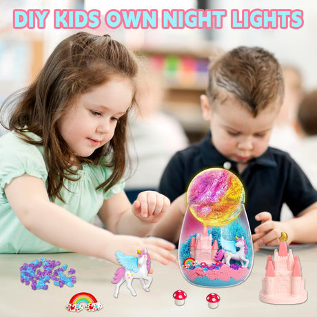 SCWGTPJ Unicorn Gifts for Girls-Unicorn Terrarium Crafts Kit, DIY Toys Kit for Kids Girls, Arts and Craft, DIY Moon Lamp Night Light Christmas Birthday Gift for Girls SCWGTPJ