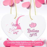 WILLBOND 10 Pieces Heart Sublimation Blank Ceramic Ornament 3 Inch White Heart Ceramic Ornament with Gold String for Valentine DIY Crafts Valentine's Day Personalized Ornament Decorations WILLBOND