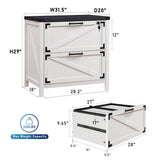 JXQTLINGMU 2 Drawer Farmhouse File Cabinet, Lateral Filing Cabinet with Lock for Home Office, Compatible Legal Letter A4 F4 Size, White JXQTLINGMU