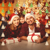 72 Pieces Wooden Christmas Tree Cutouts Crafts Embellishments Unfinished Christmas Tree Hanging Ornaments Blank Christmas Tree Wood Cutouts Slice with Ropes for DIY Crafts Christmas Xmas Decoration AWIZOM