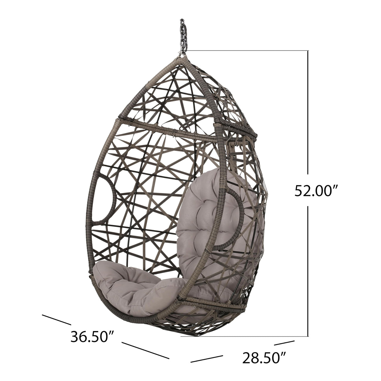 Christopher Knight Home Cayuse Outdoor Wicker Hanging Egg Chair, Gray Christopher Knight Home