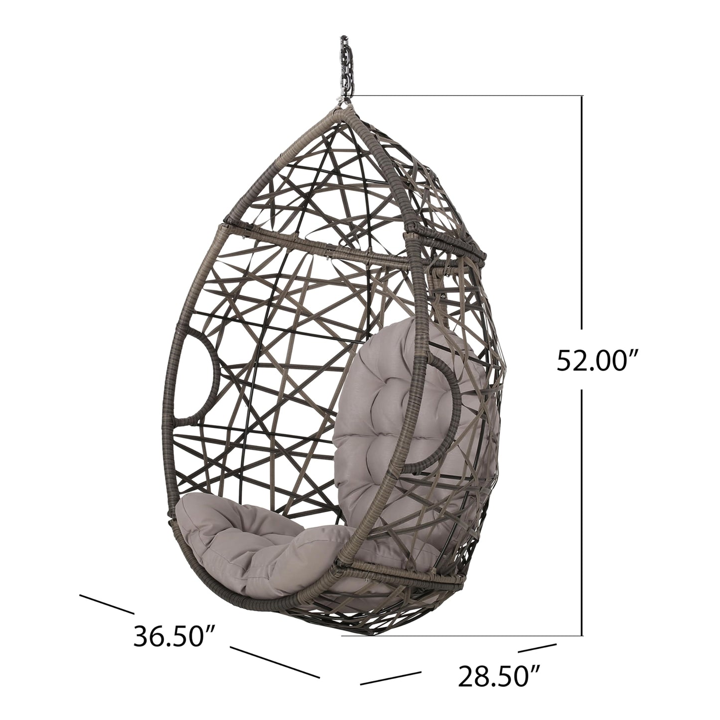 Christopher Knight Home Cayuse Outdoor Wicker Hanging Egg Chair, Gray