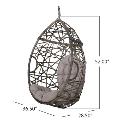 Christopher Knight Home Cayuse Outdoor Wicker Hanging Egg Chair, Gray