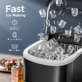 Electactic Ice Makers Countertop,26Lbs/24H,9 Cubes in 6 Mins,Portable Ice Maker Machine with Self-Cleaning,2 Sizes of Bullet Ice,Perfect for Home Kitchen(Black) Electactic