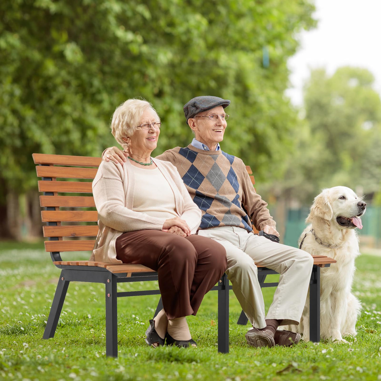 Elegant Acacia Wood Outdoor Bench – 54-Inch Armless Design with Steel Frame for Garden, Porch, and Patio Verano Garden