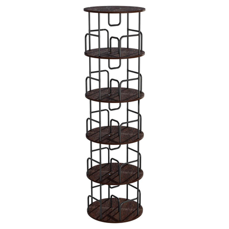 Anwick 5 Tier Rotating Bookshelf, 360° Display Spinning Bookshelf Tower, Round Swivel Bookcase for Bedroom, Living Room, Office, Space Saving (Brown) Anwick