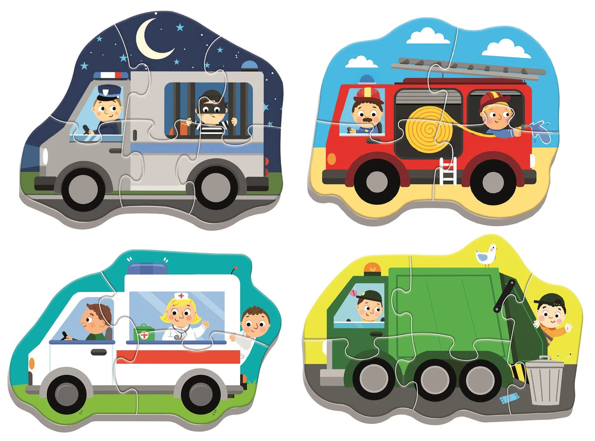 Trefl Vehicles and Jobs 4in1 Jigsaw Puzzle Baby Classic DIY Puzzle, Creative Fun, Classic Puzzle for Adults and Children from 2 Years Old Trefl