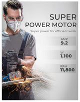 DongCheng 9.2 Amp Power Angle Grinders, 4-1/2 in., 11800RPM, Tool-Free Guard, Electric Metal Grinder Tool, Small Corded Angle Grinder, Paddle Switch, Shockproof Handle for Cutting, Grinding, Polishing Dong Cheng