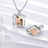 Junkin 24 Pcs Diamond Square Sublimation Rhinestone Trays Pendant Set Including 6 Double Sided Blank Rhinestone Bezel Trays 6 Pcs Thick Chains with 12 Sublimation Discs for Making Junkin