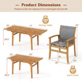 Tangkula 9 Pieces Acacia Wood Patio Dining Set for 6-8, Outdoor Expandable Table and Chairs Set with 1.97" Umbrella Hole and Breathable Fabric for Garden, Lawn, Yard and Poolside Tangkula