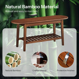 HOOBRO Dining Bench, 2-Tier Bamboo Farmhouse Entryway Bench, Indoor Storage Wooden Bench for Living Room, Dining Room, Hallway, Bedroom, Entryway, Bathroom, Brown BR06CD01 HOOBRO