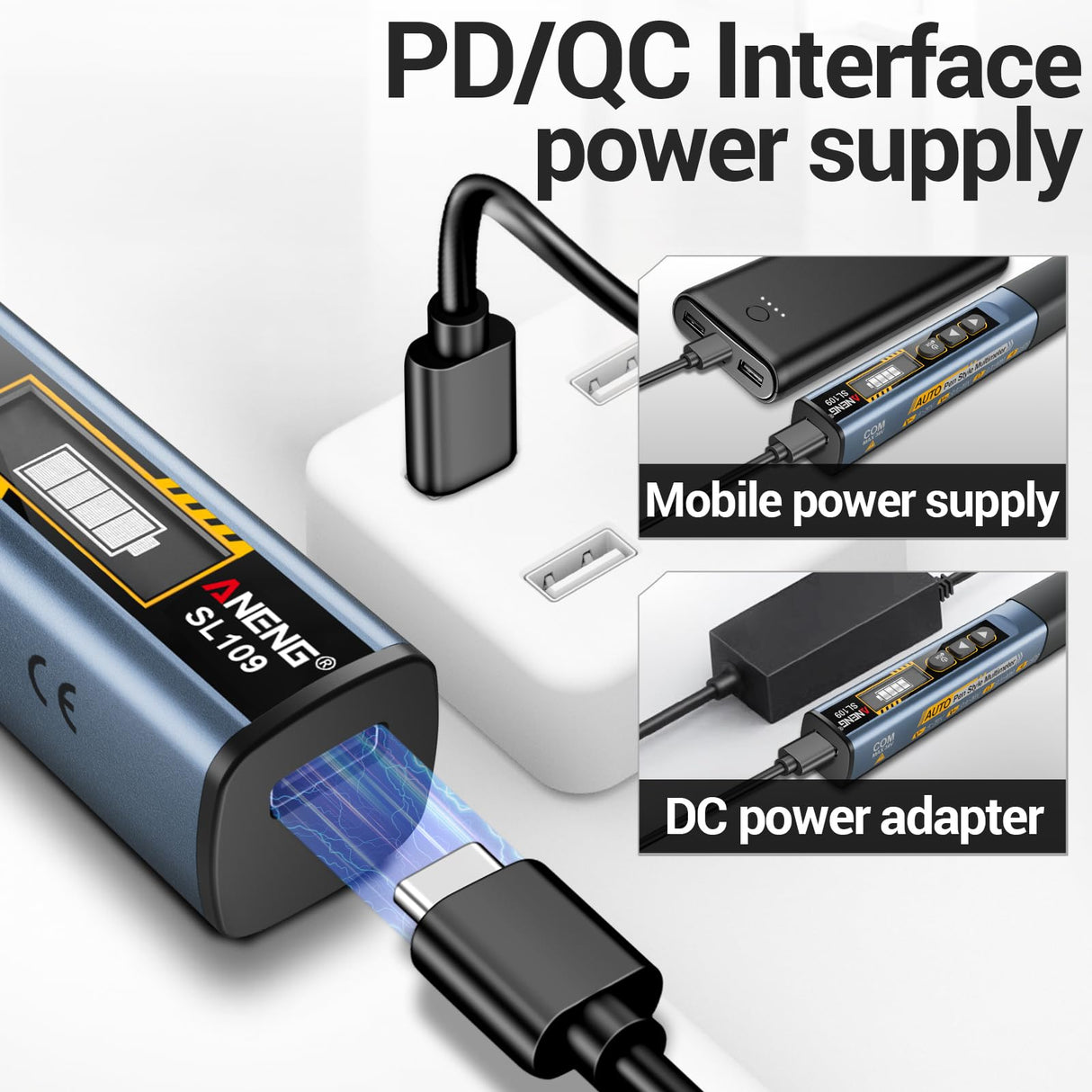 Soldering Iron Kit, Portable Soldering Iron 2in1 Usb soldering gun with LED Digital Adjustable Temperature 212-842℉ 75W 3S Fast Heating Auto-Sleep Mode for Electronics Repair DIY (SL109) ANENG