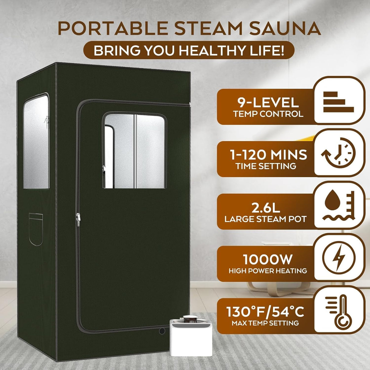 EIFABF Home Steam Sauna Box, Heater,Warm Box,Portable Full Size Personal Sauna for Indoor Spa, 600D Thicken Sauna Tent Kit with 2.6L & 1000W Home steam Bath Box& Remote Control & Mat, for Weight Loss EIFABF