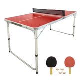 EasyGo Product Mini Kids Ping Pong Table Tennis – Space Saving & Easy Storage – Includes (2) Regulation Paddles (4) Balls and (1) Net – Table Size 4 Foot X 2 Foot – Legs 24”-28” Tall - RED EasyGo Product