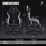 Dowinx Gaming Chair Fabric with Pocket Spring Cushion, High Back Ergonomic Computer Chair with Footrest for Adults, Massage Lumbar Support Swivel Game Chair for Office Gaming 300LBS, Black Dowinx