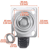 NestChic 4 Pack Heavy Duty Plate Casters Set, 8 Inch Swivel Wheels with Brake, Anti-Skid 360 Degree Ball Bearing Castors (2 with Brake, 2 Without) NestChic