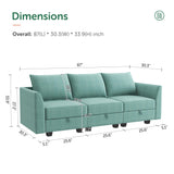 HONBAY Convertible Sectional Sofa Couch with Storage Seats Modular 3 Seater Sofa for Small Space, Aqua Blue HONBAY