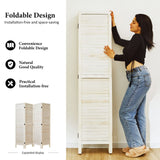 Room Dividers and Folding Privacy Screens, Wood Louvered Separators Divider Wall for Home Office Bedroom - 4 Panels, 67 * 60inch (White-Washed) Svimi