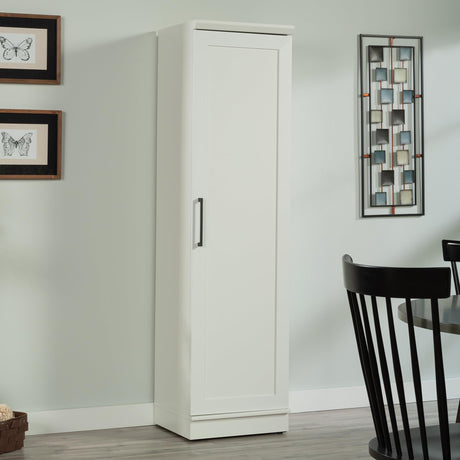 Sauder HomePlus Narrow Pantry Storage Cabinet Slim Single Door with Adjustable Shelves, Kitchen Laundry Bathroom Storage Cabinet, in Soft White Sauder