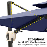 EAST OAK and Flame&Shade Patio Umbrella, 10ft Square Outdoor Umbrella, Large Offset Cantilever Umbrella with 360° Rotation, Heavy Duty Windproof and UV Resistant Double Top Umbrella for Pool and Deck, Night Blue EAST OAK